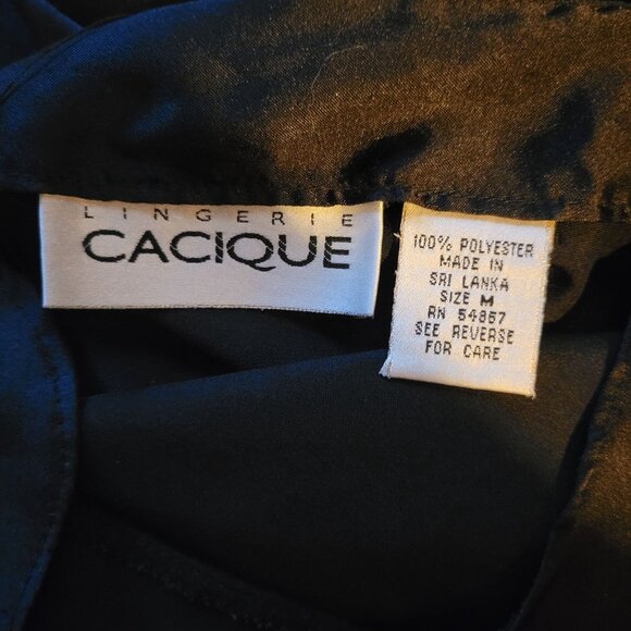 Cacique Black Lace Trim Satin Slip Dress Size M Lingerie Nightwear - Picture 4 of 6